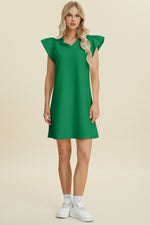 Double Take Ruffled V-Neck Cap Sleeve Dress