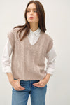 Be Cool Cable Knit V-Neck Sweater Vest