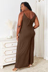 Double Take Soft Rayon Spaghetti Strap Tied Wide Leg Jumpsuit