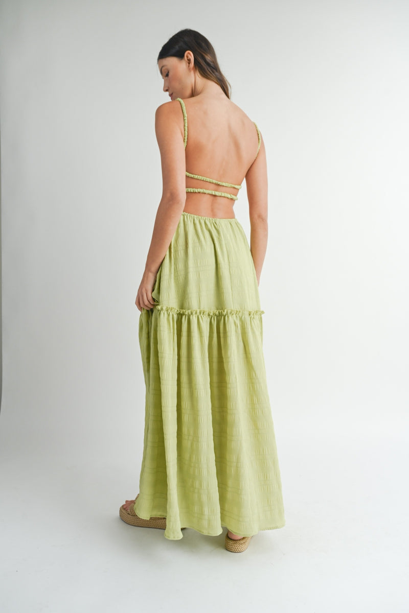 MABLE Cutout Waist Backless Maxi Dress