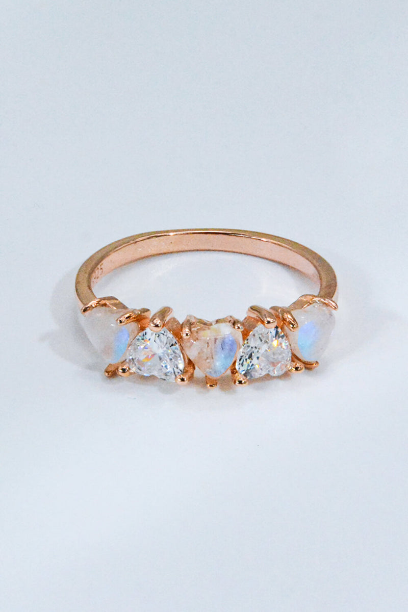 Moonstone and Zirconia Heart Ring