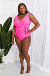 Marina West Swim Float On Ruffle Faux Wrap One-Piece in Pink